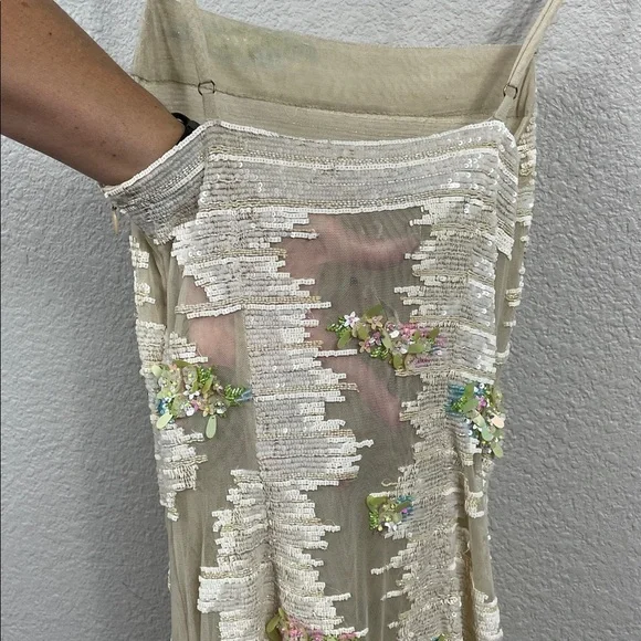 NWT La Fuori Whispering Blooms Ombre Embellished Sequin Tulle Gown Maxi Dress S - Picture 9 of 17